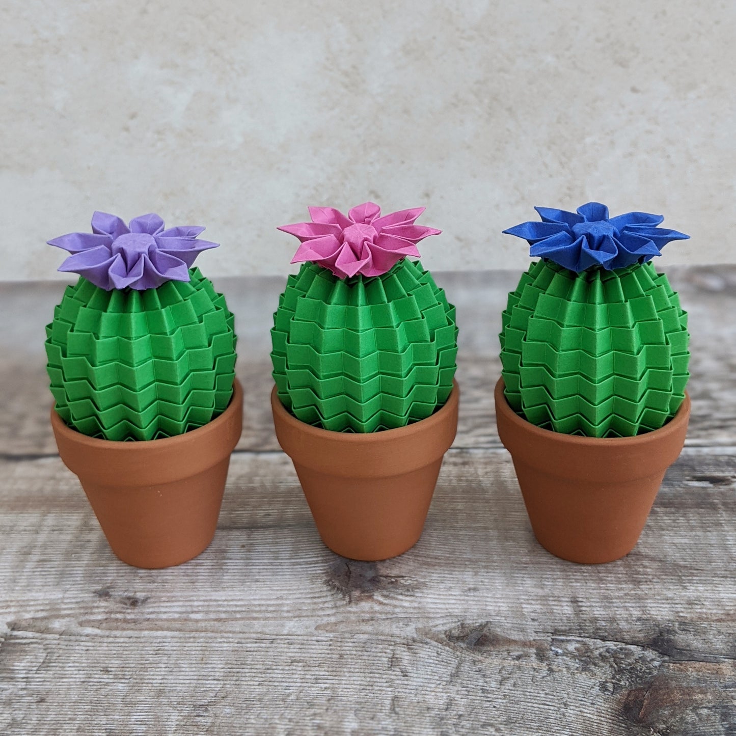 Mini green origami faux cactus plant