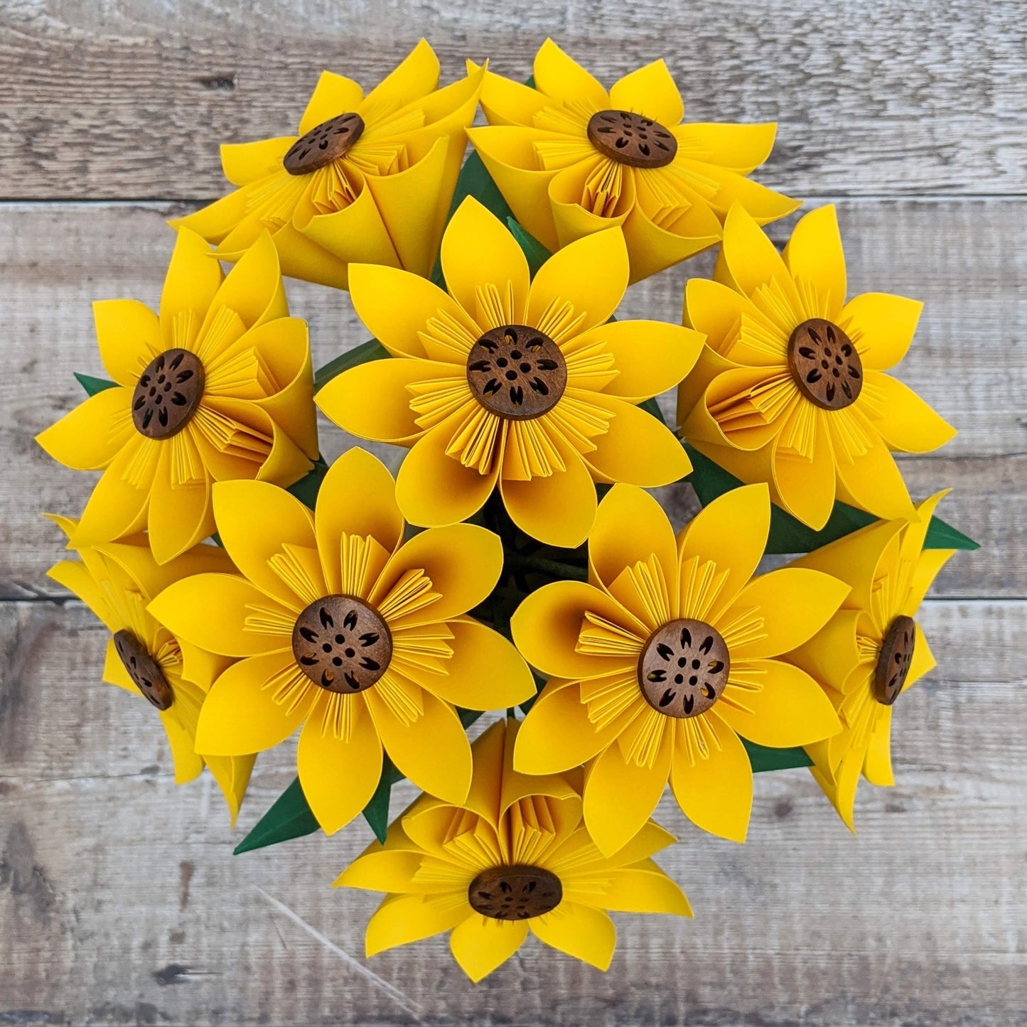 Origami paper faux sunflower