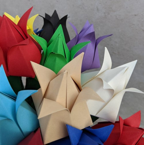 Origami tulips paper bouquet, 'pick your own' Spring flowers gift