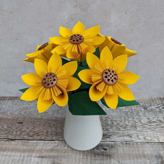 Origami sunflowers bouquet gift, summer wedding table decoration