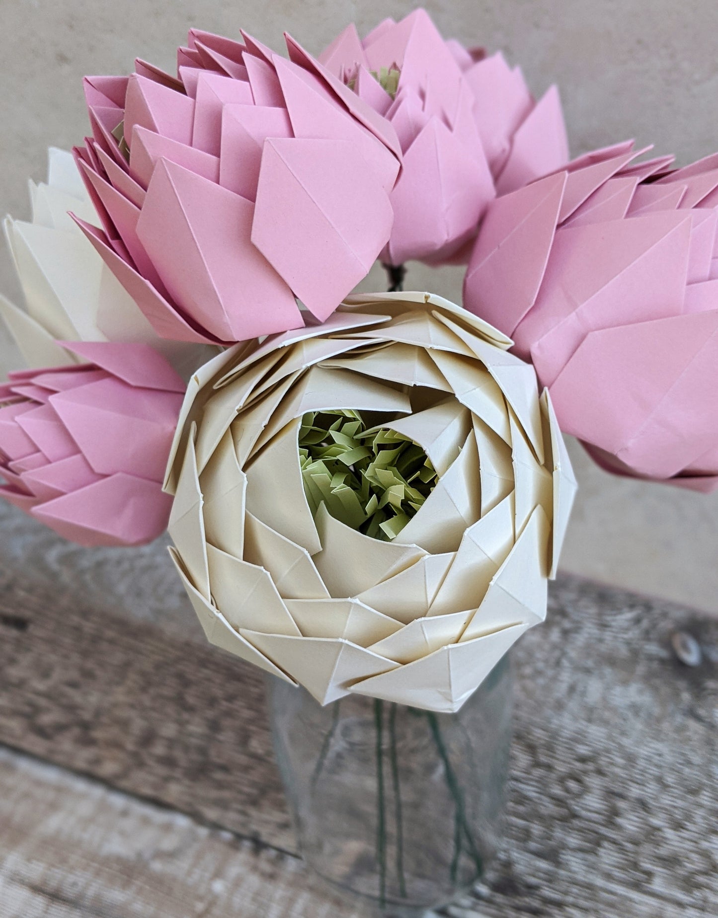 Peony origami bridal bouquet, paper wedding flowers