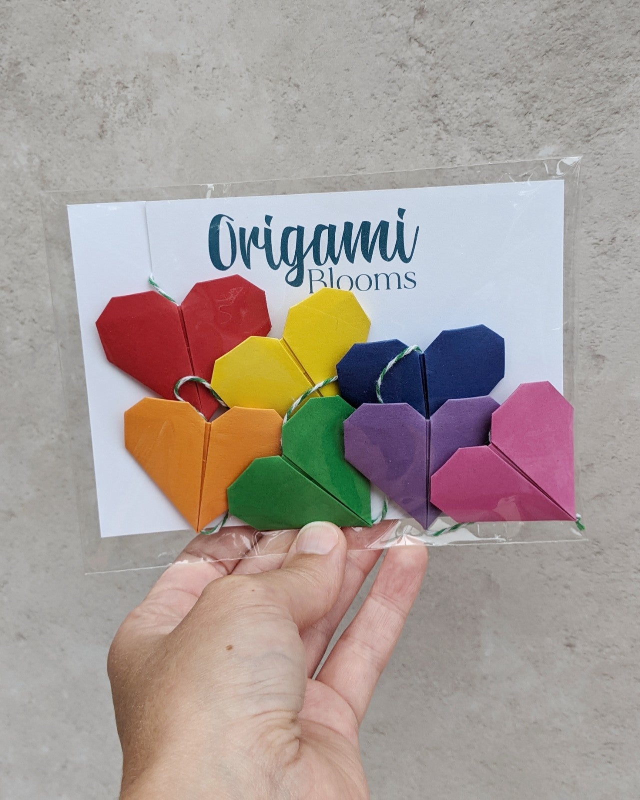 Paper hearts garland, cherry blossom origami bunting