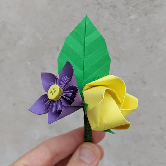 Eco friendly origami paper buttonhole, wedding corsage