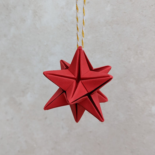 Origami paper star bauble, colourful Christmas tree decoration