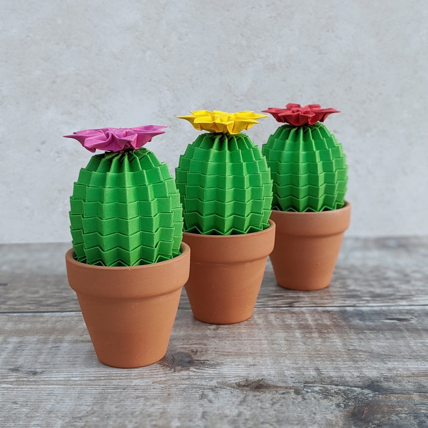 Mini green origami faux cactus plant