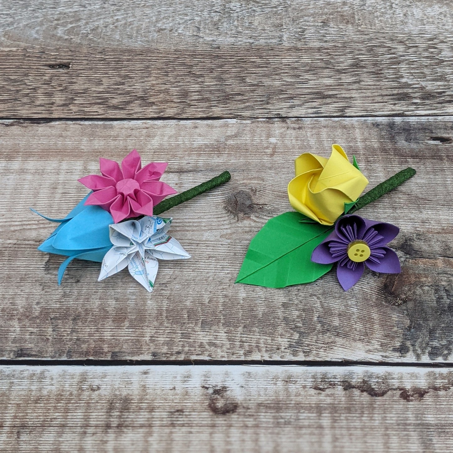 Alternative groom's map paper origami buttonhole / boutonniere
