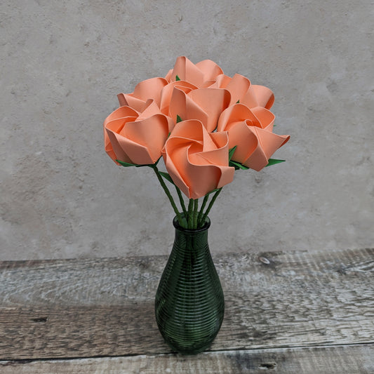 Peach origami roses bouquet, paper flowers gift