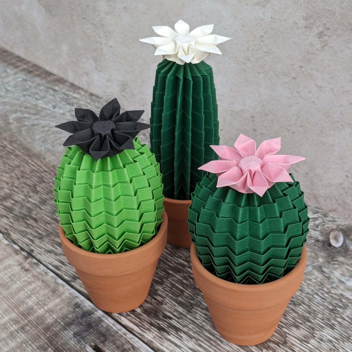 Small lime green origami cactus, cute paper succulent plant
