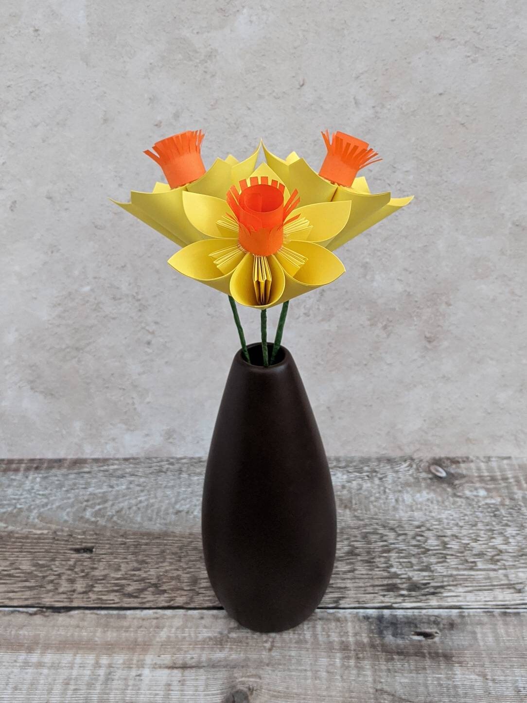 Posy of paper daffodils, Easter gift