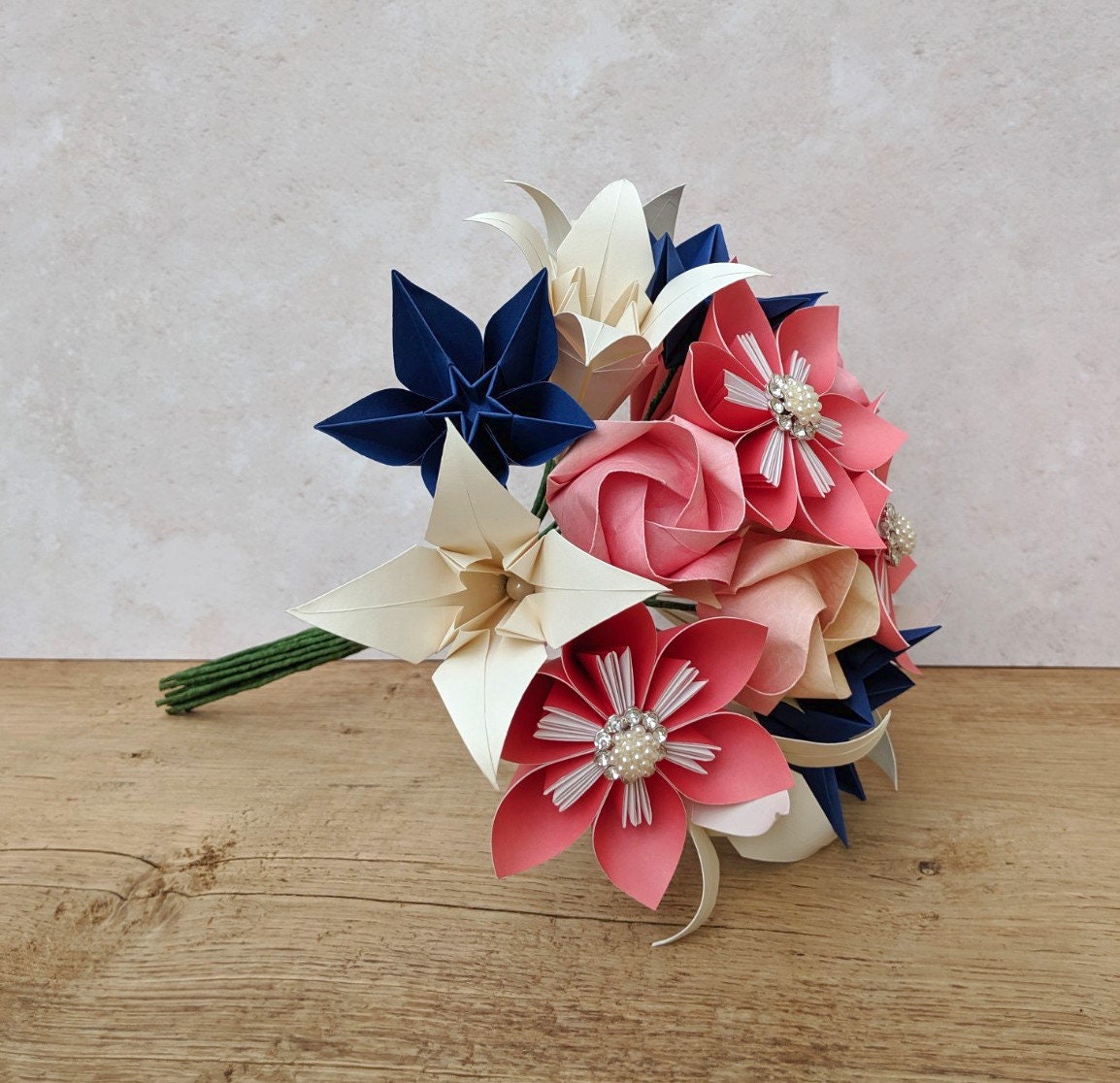 Bespoke origami paper flower bridal bouquet