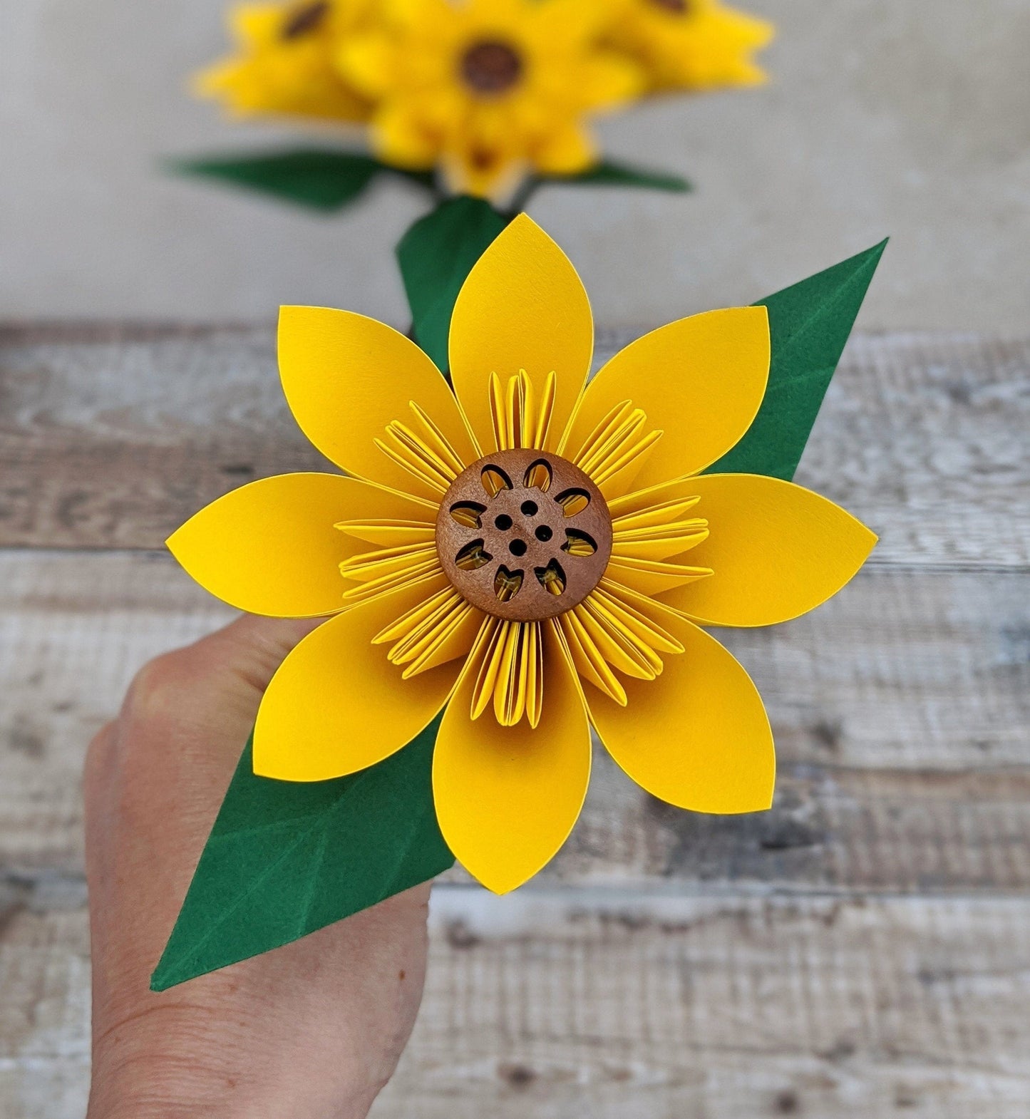 Origami paper faux sunflower