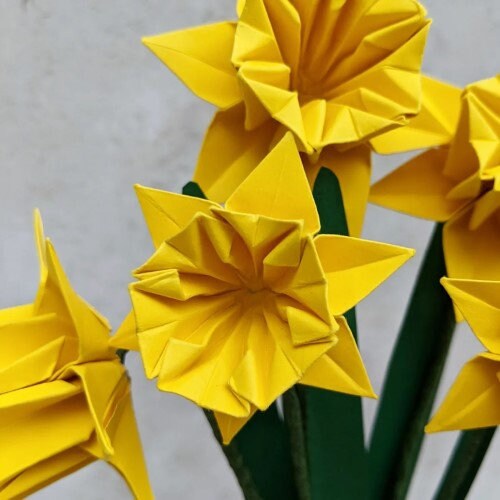 Bouquet of ten origami paper daffodils