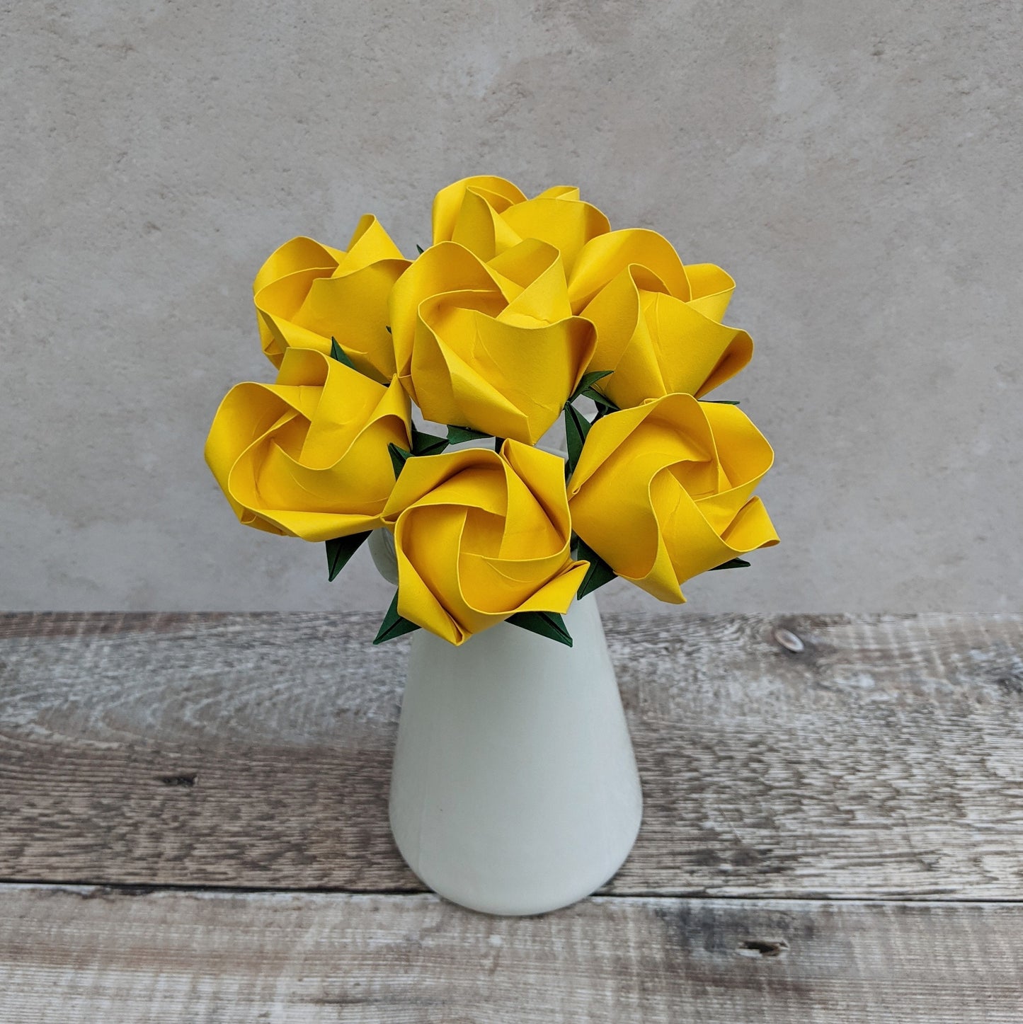Bouquet of yellow origami roses, paper flower gift