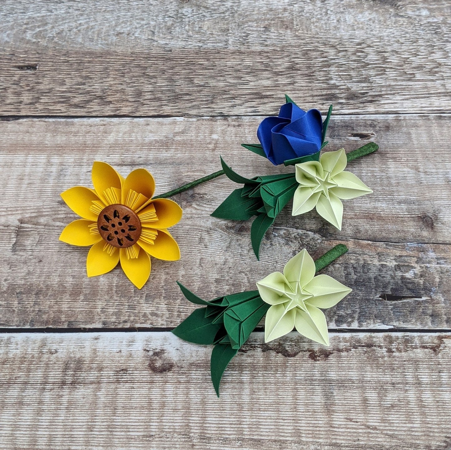 Eco friendly groom's paper flower buttonhole, origami corsage