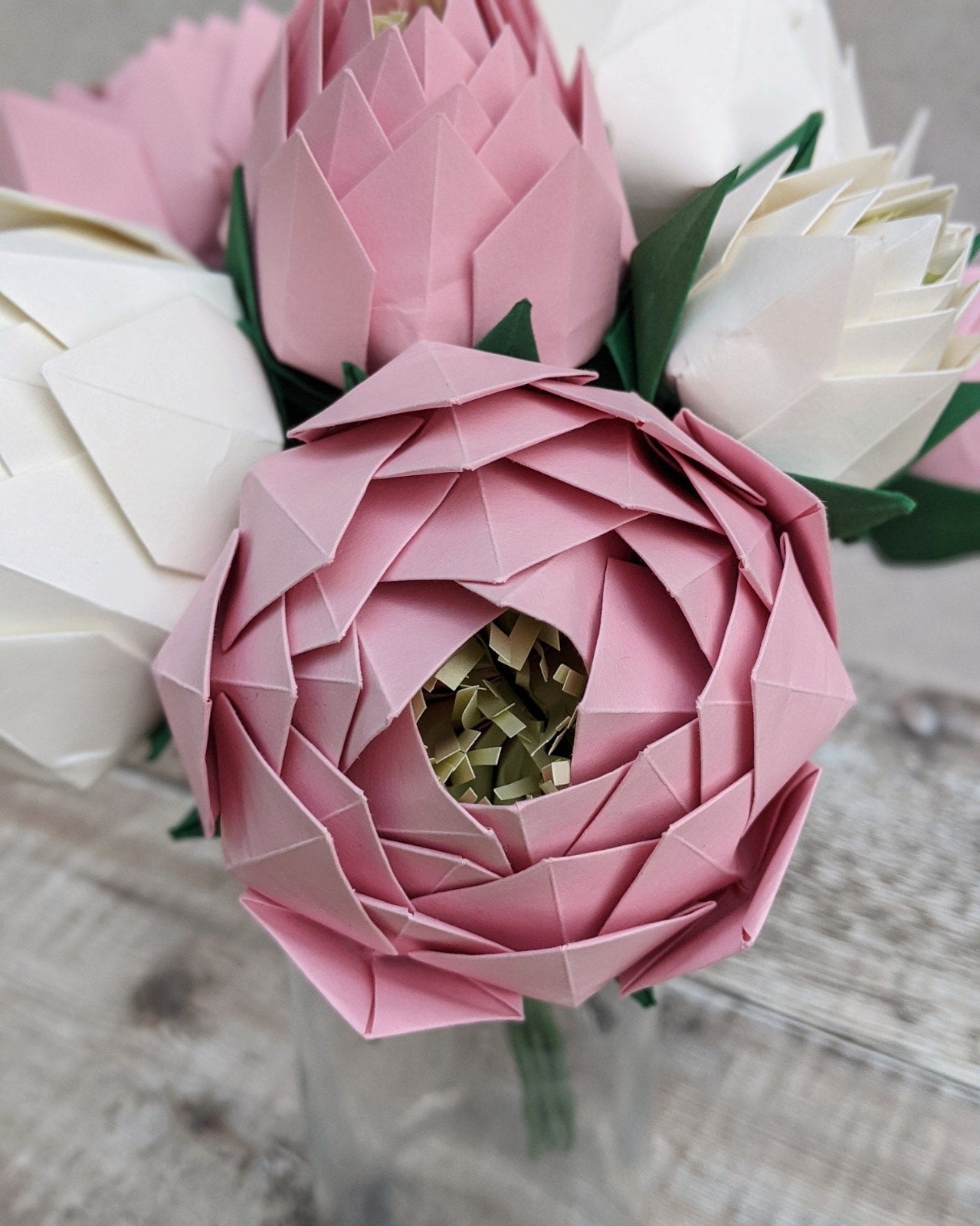 Peony origami bridal bouquet, paper wedding flowers