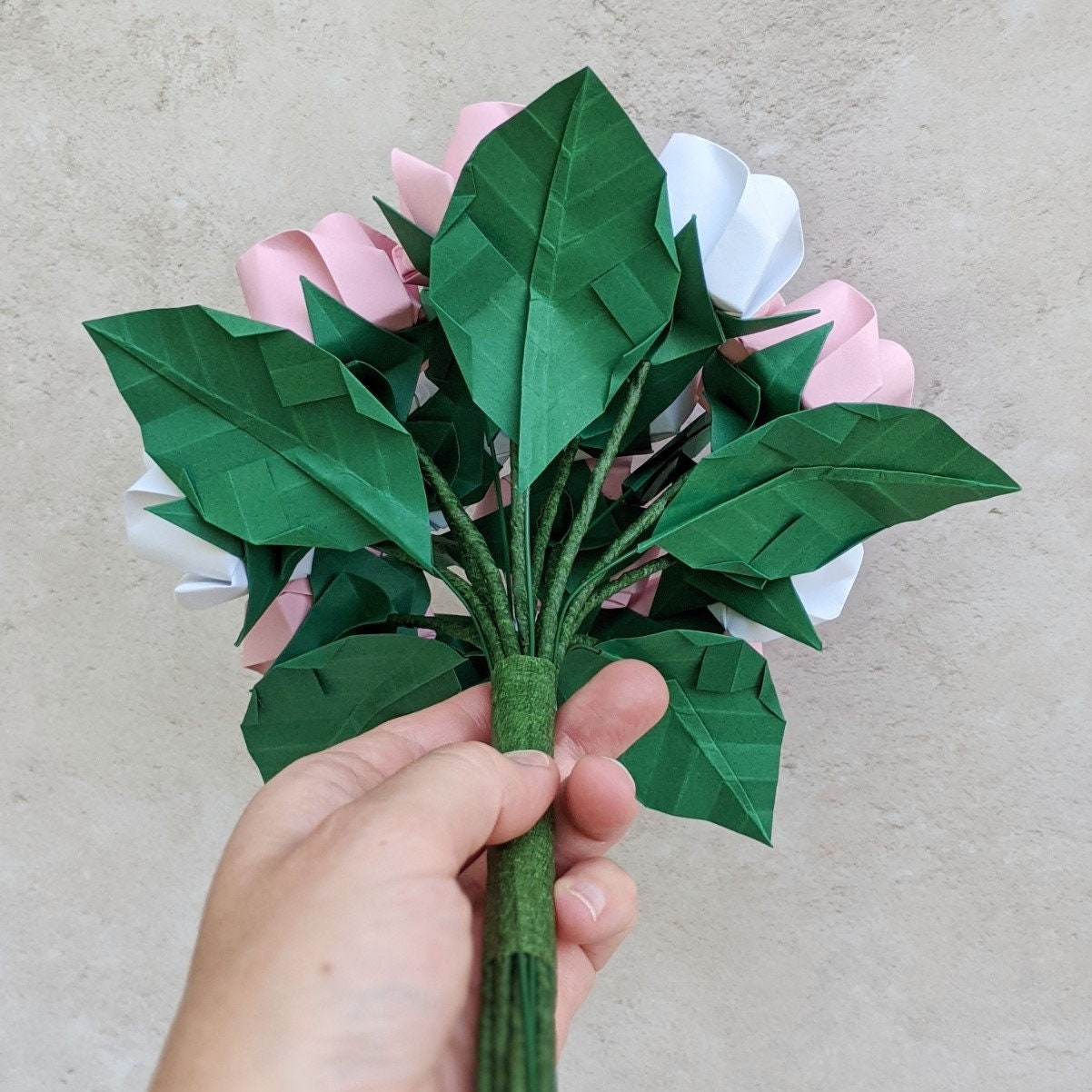 Bouquet of one dozen origami paper roses, wedding anniversary gift