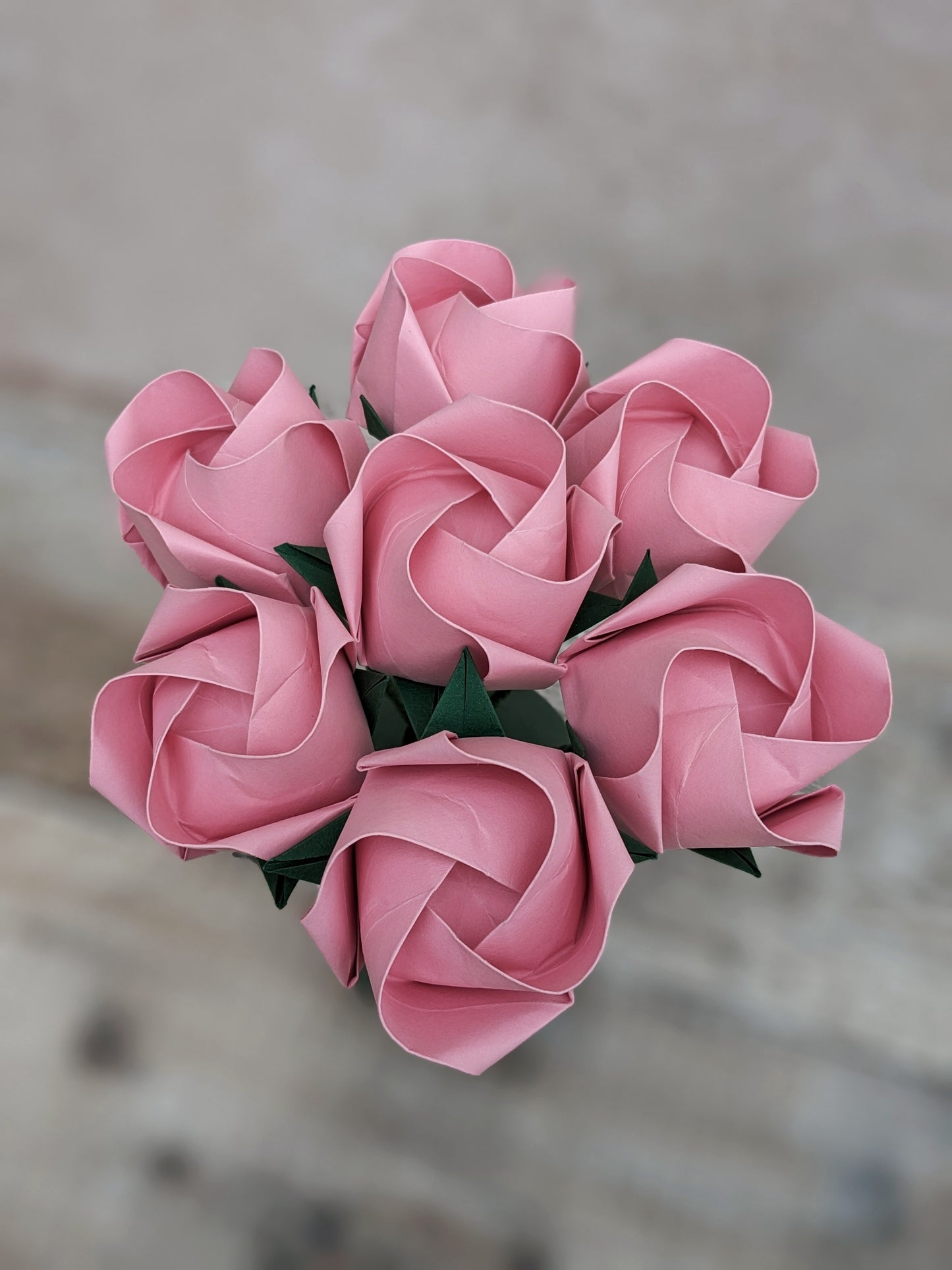 Pastel pink origami roses, paper flower gift bouquet