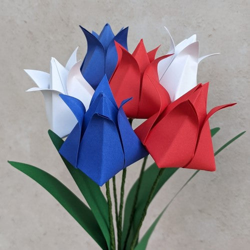Origami tulips paper bouquet, 'pick your own' Spring flowers gift