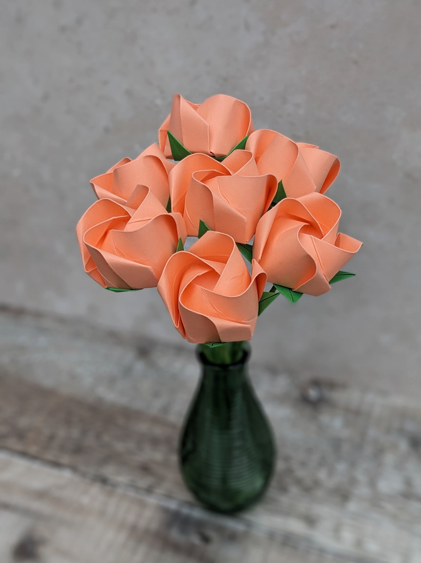 Peach origami roses bouquet, paper flowers gift