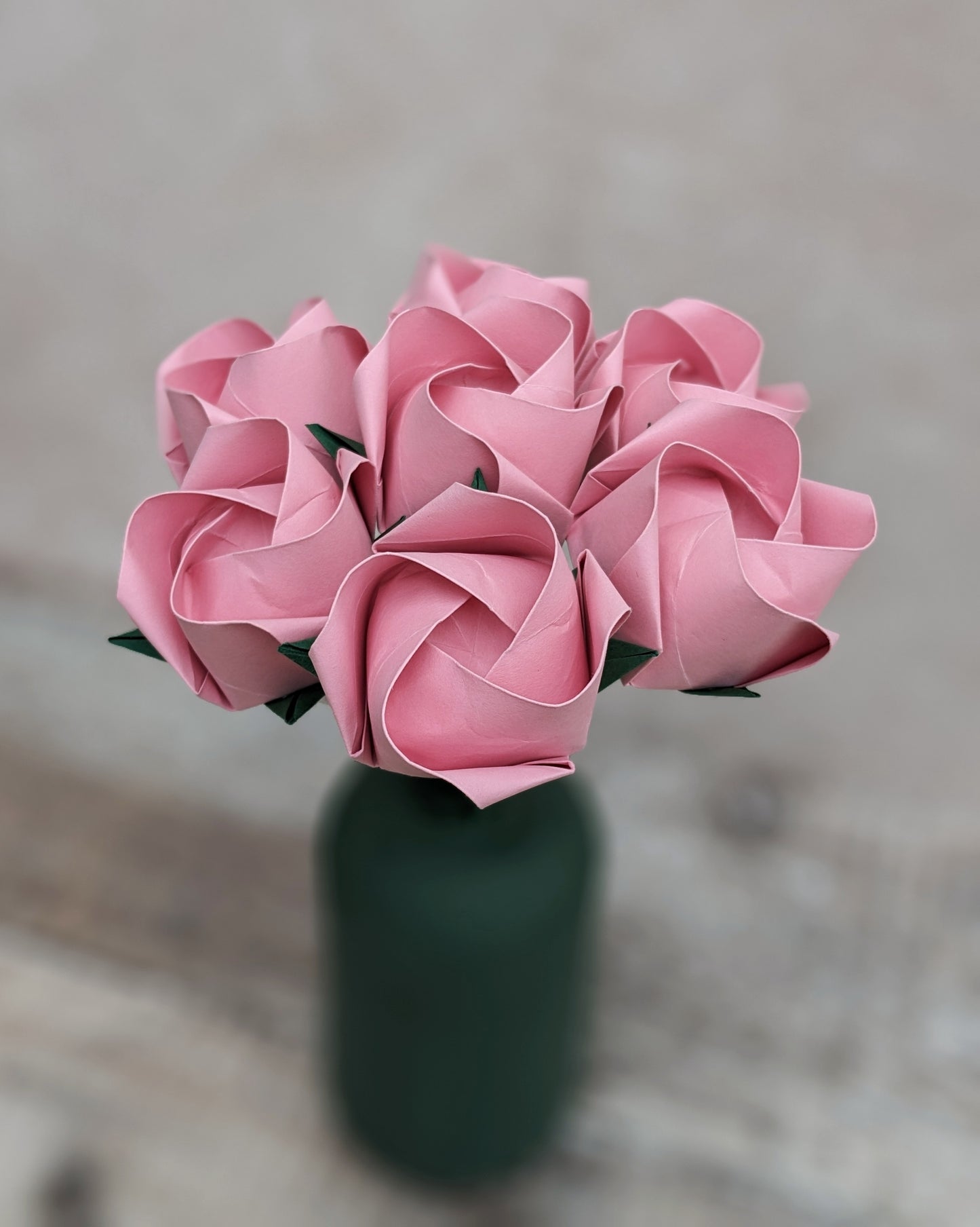 Pastel pink origami roses, paper flower gift bouquet
