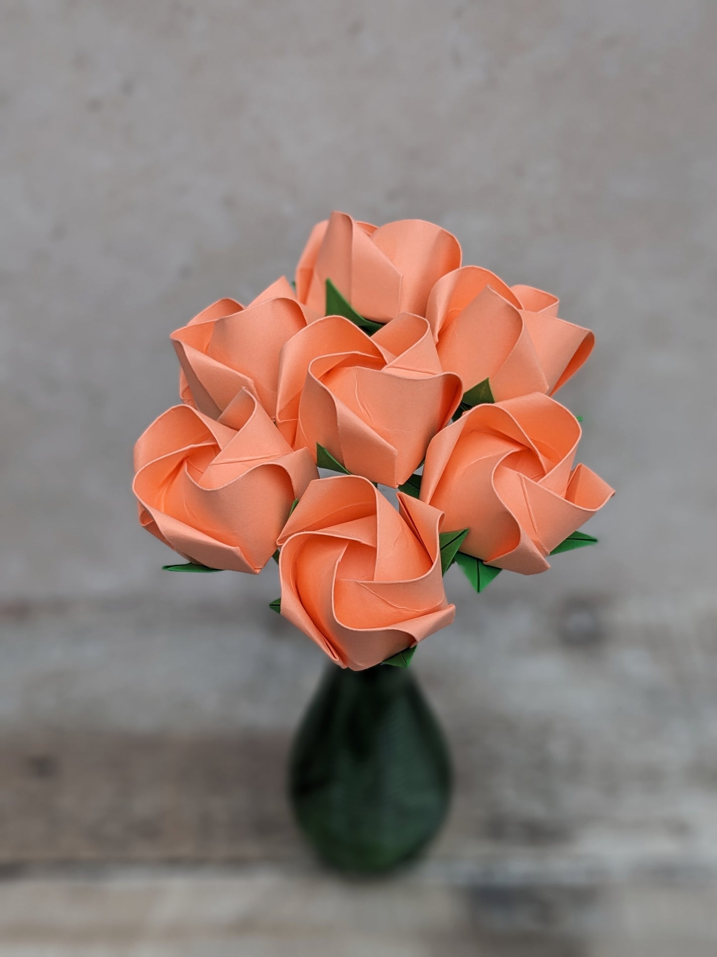 Peach origami roses bouquet, paper flowers gift