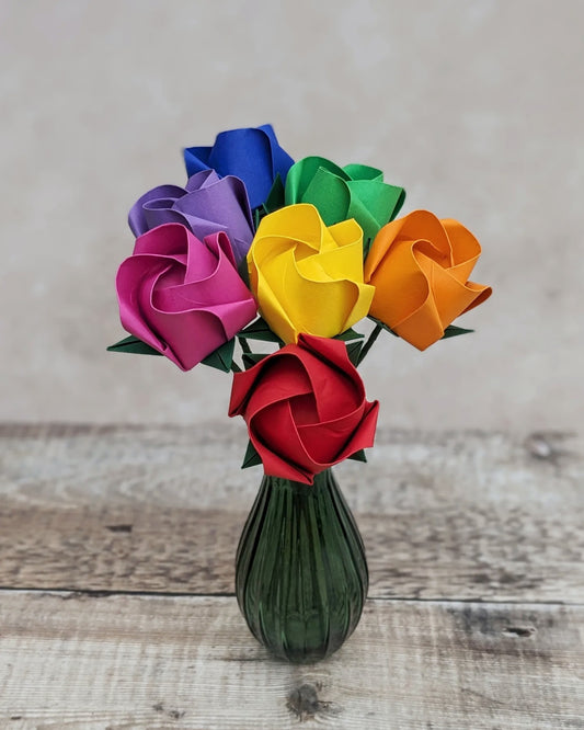Rainbow origami paper roses bouquet, LGBTQ gift