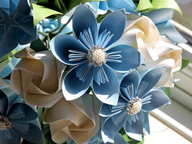 Bespoke origami paper flower bridal bouquet