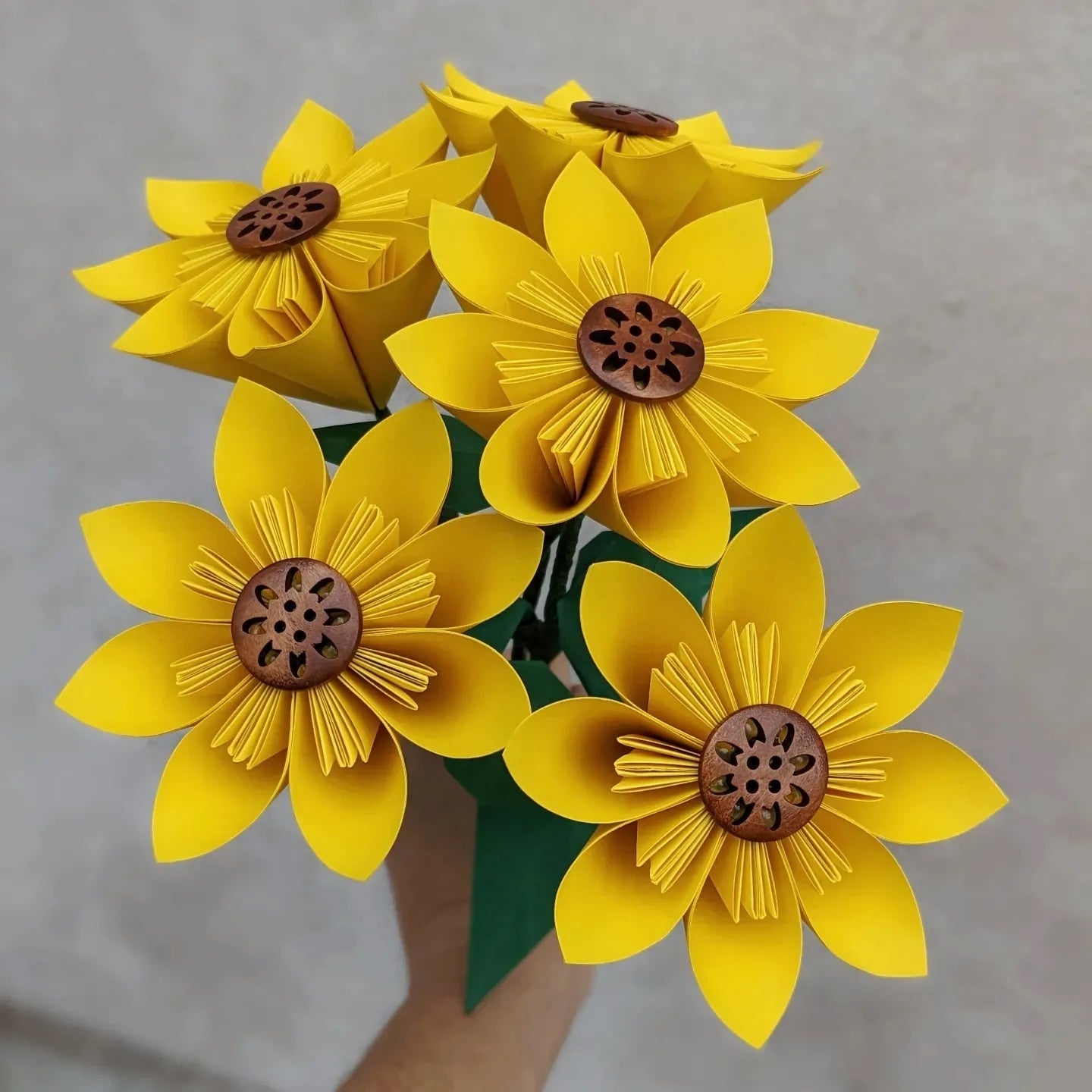 Origami paper faux sunflower