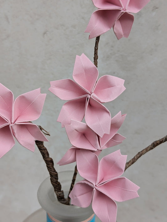Cherry blossom origami flowers on long stem