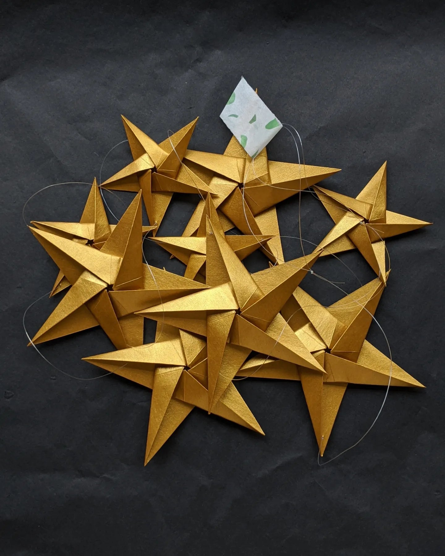 Origami paper star garland, Christmas decoration