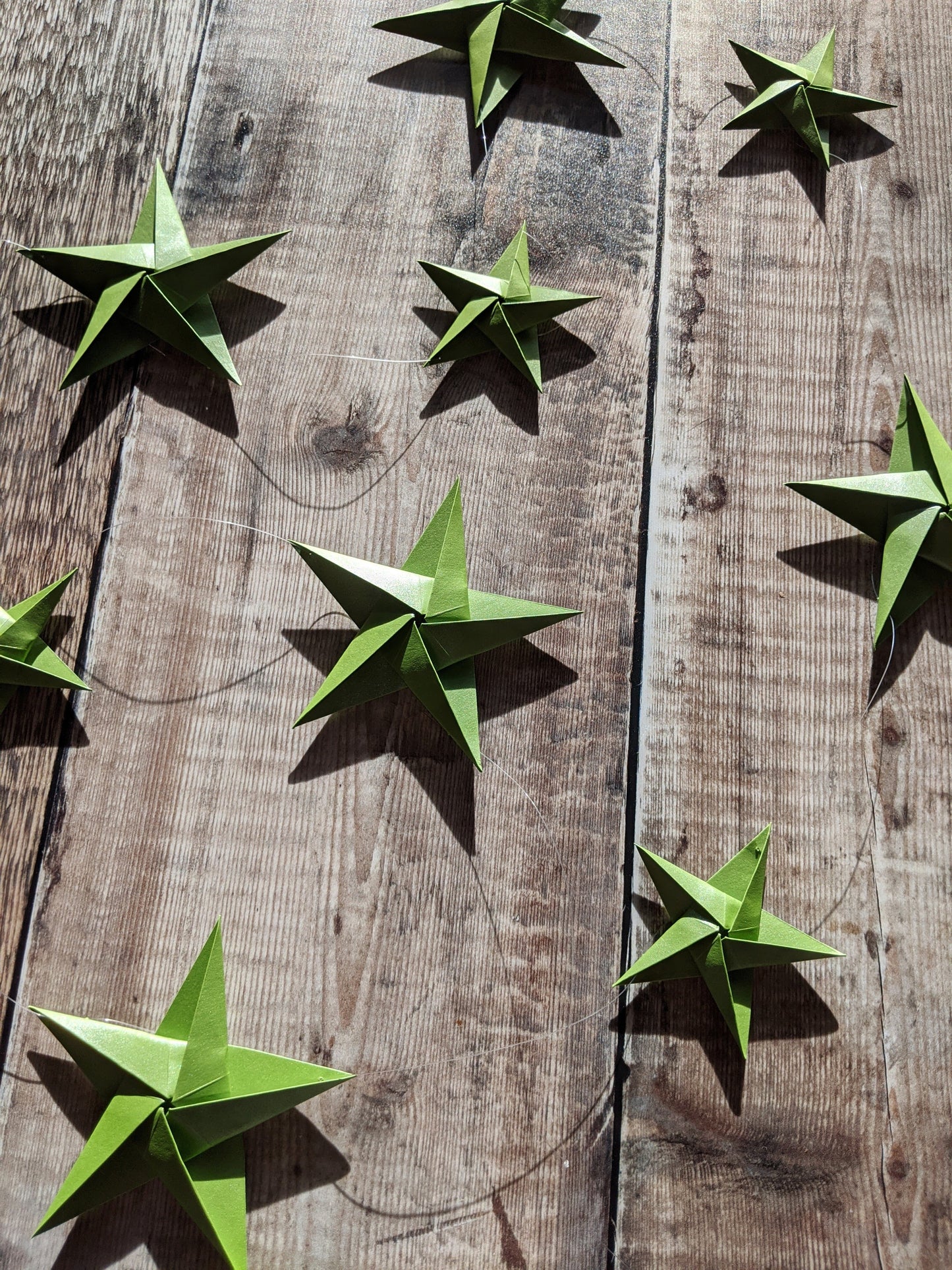 Origami paper star garland, Christmas decoration