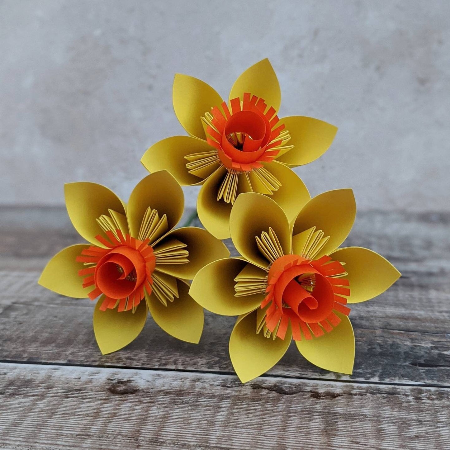 Posy of paper daffodils, Easter gift
