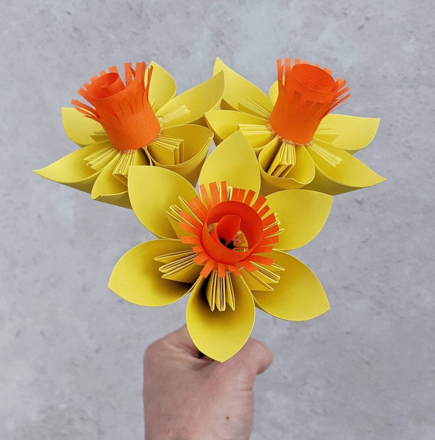 Posy of paper daffodils, Easter gift