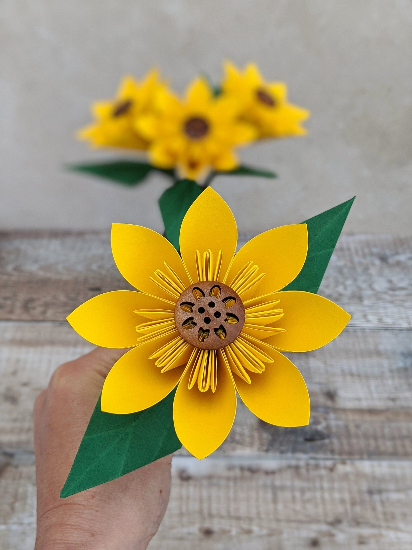 Origami sunflowers bouquet gift, summer wedding table decoration