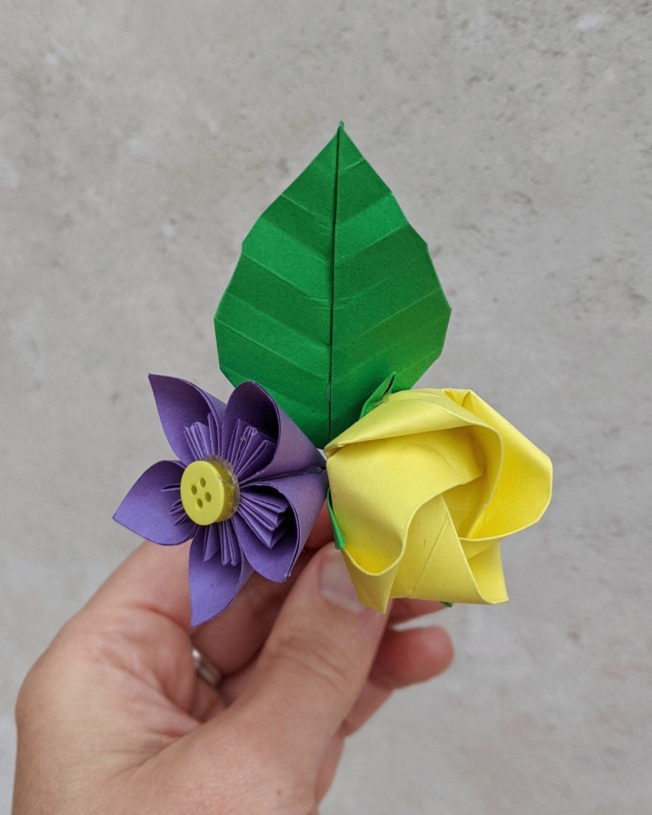 Eco friendly origami paper buttonhole, wedding corsage