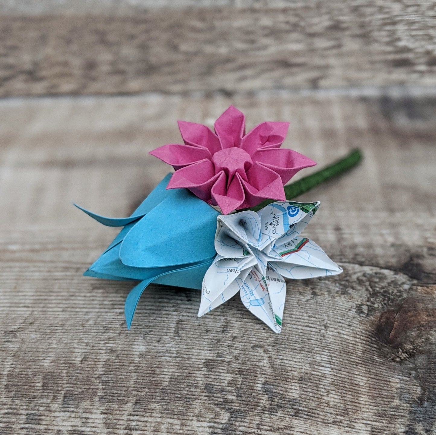 Alternative groom's map paper origami buttonhole / boutonniere
