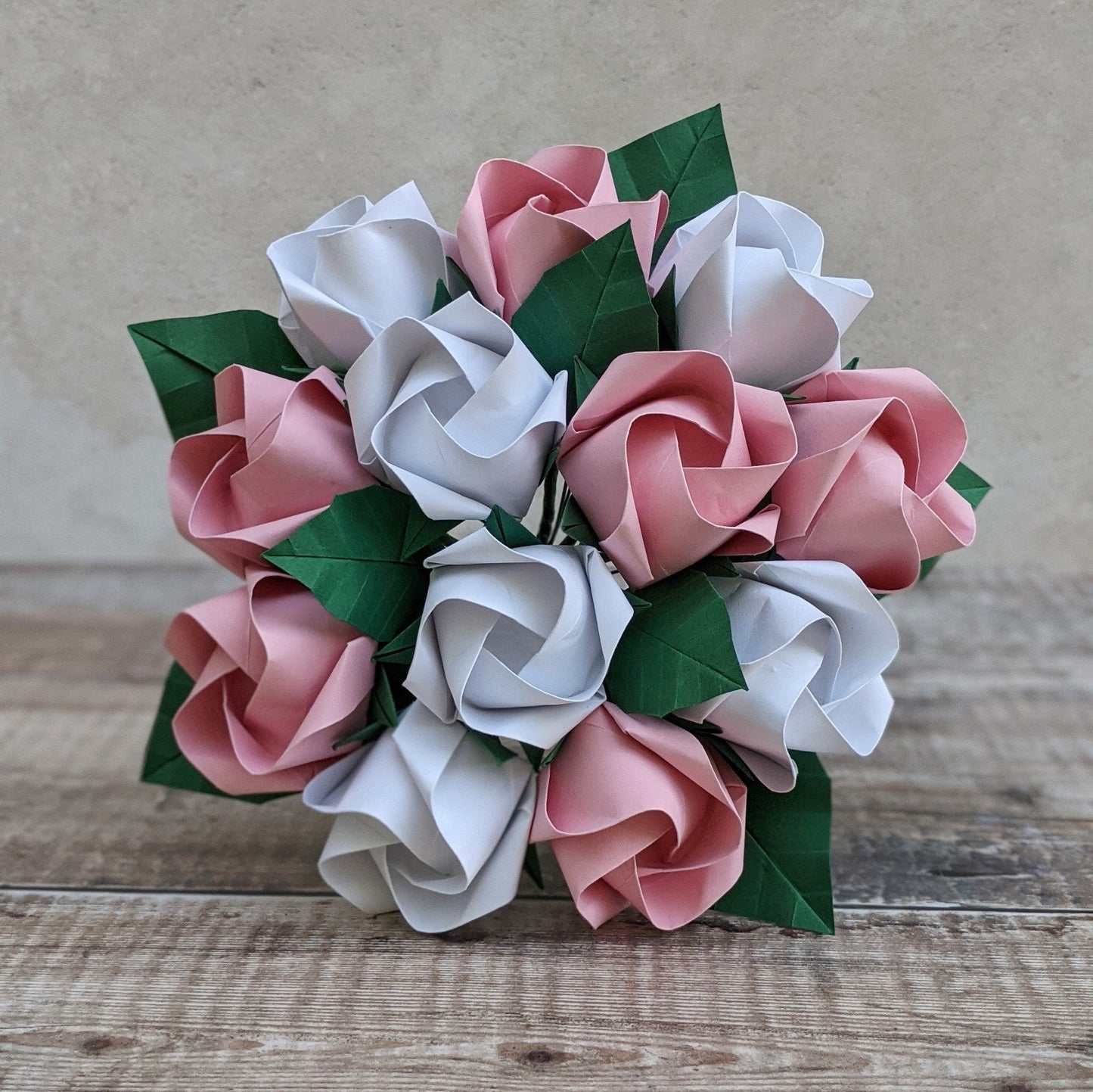 Bouquet of one dozen origami paper roses, wedding anniversary gift