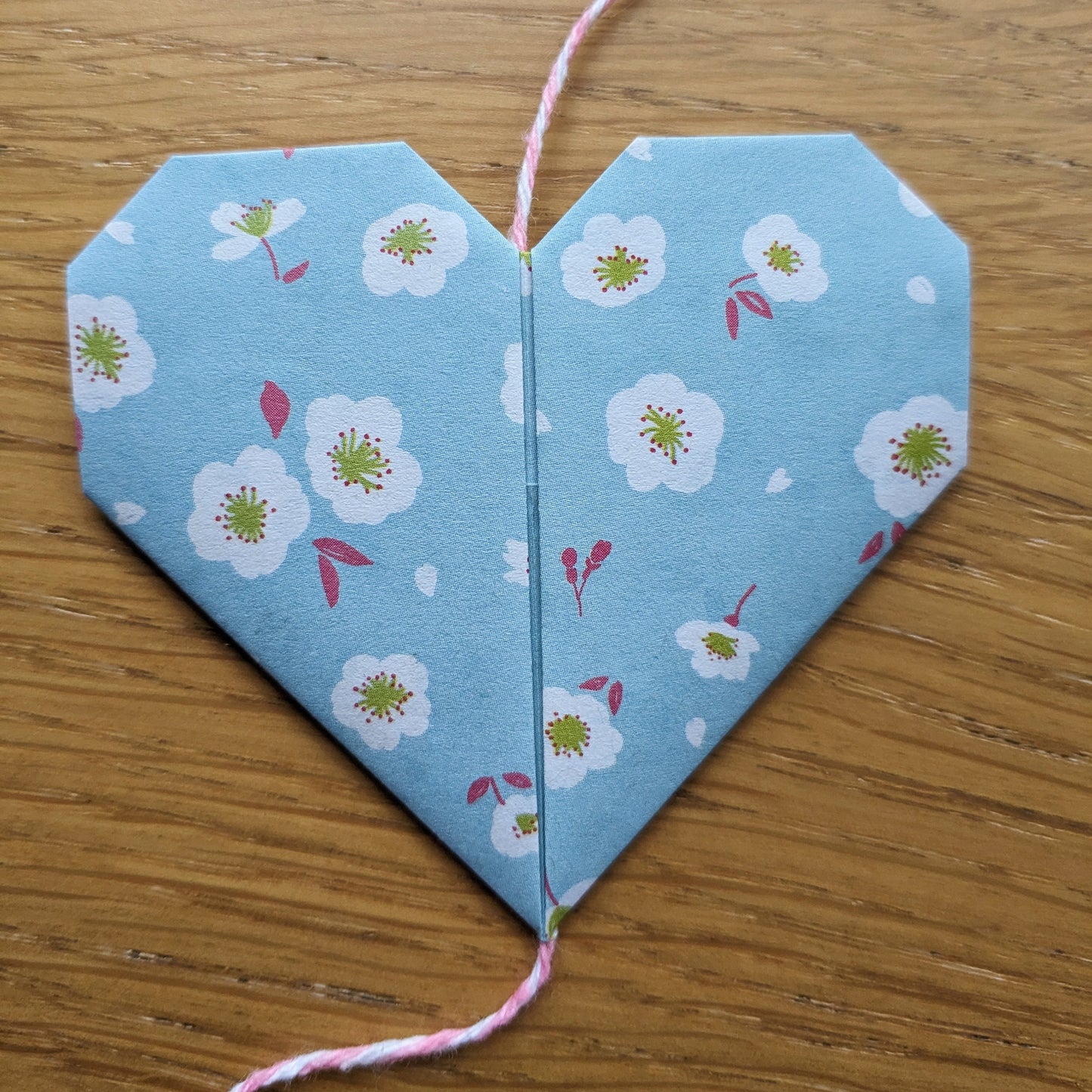 Paper hearts garland, cherry blossom origami bunting