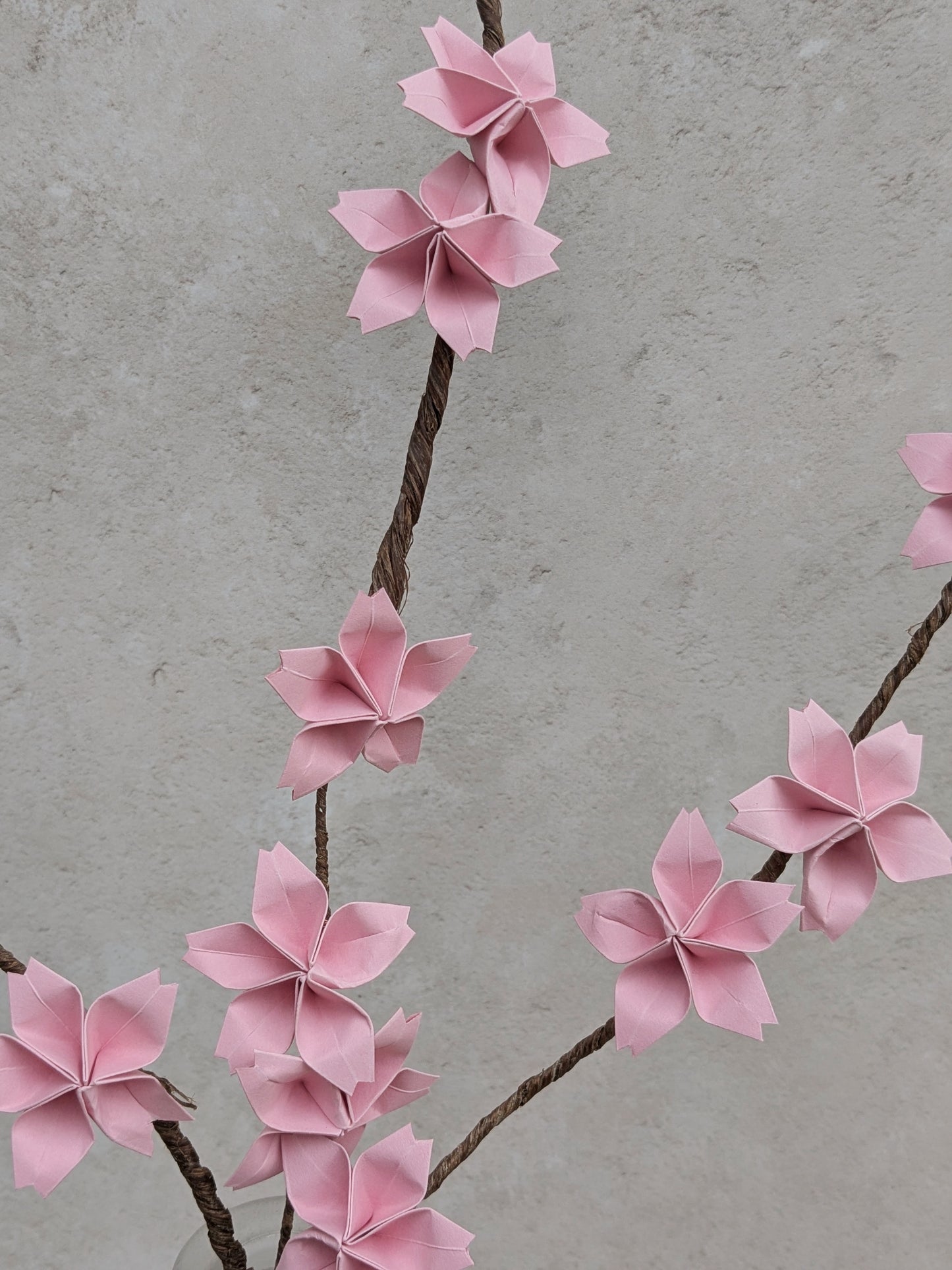 Cherry blossom origami flowers on long stem
