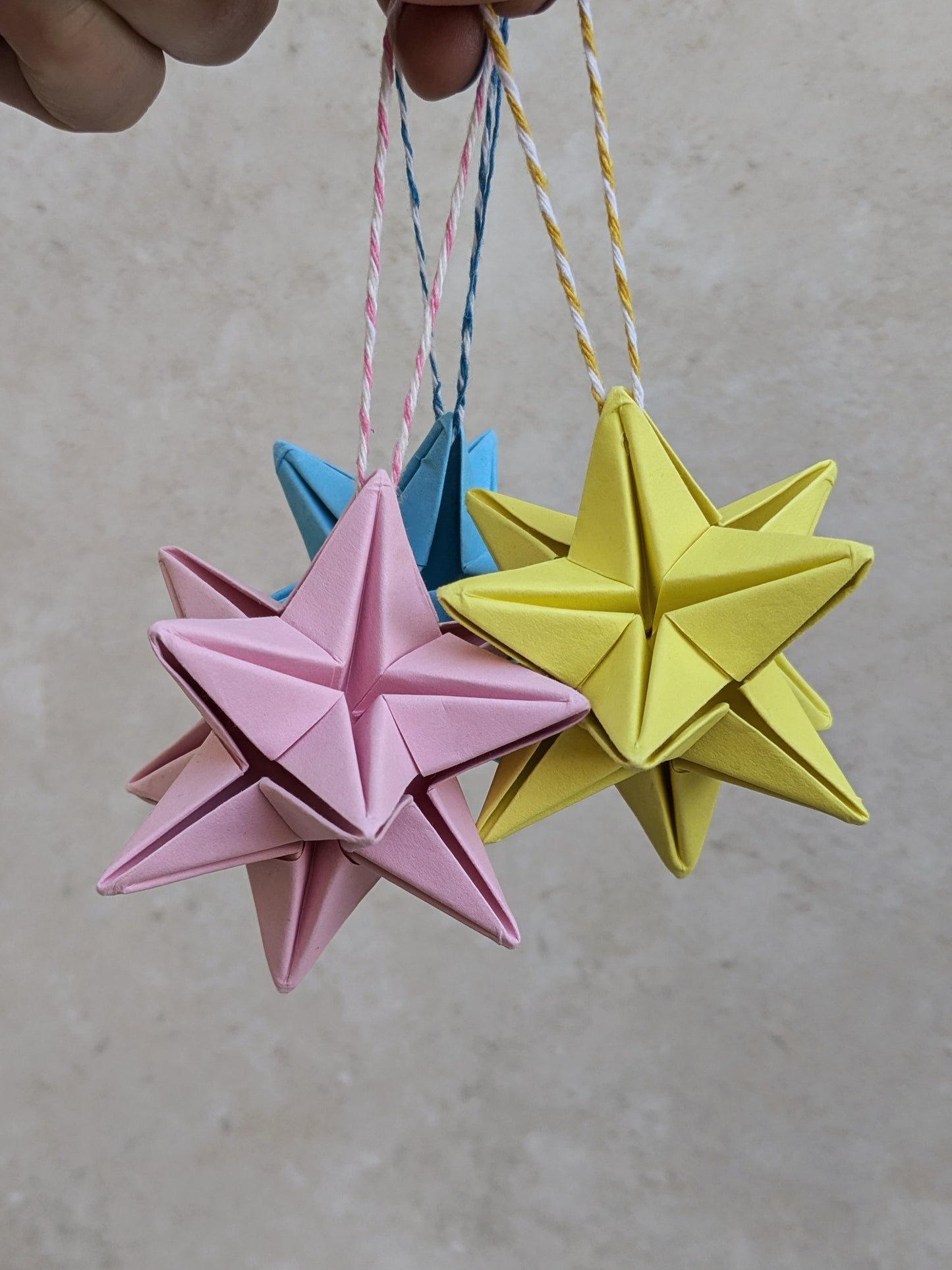 Pastel origami star bauble, handmade paper Christmas decoration