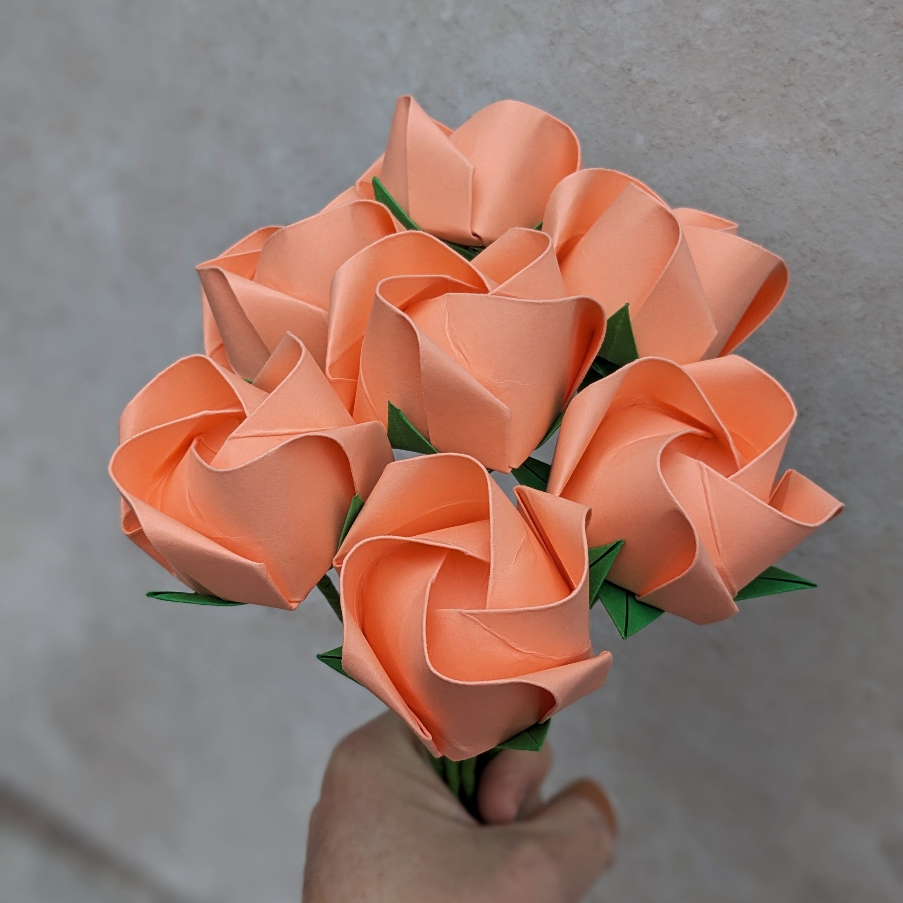 Paper Ropses Peach origami roses bouquet, paper flowers gift – Origami Blooms