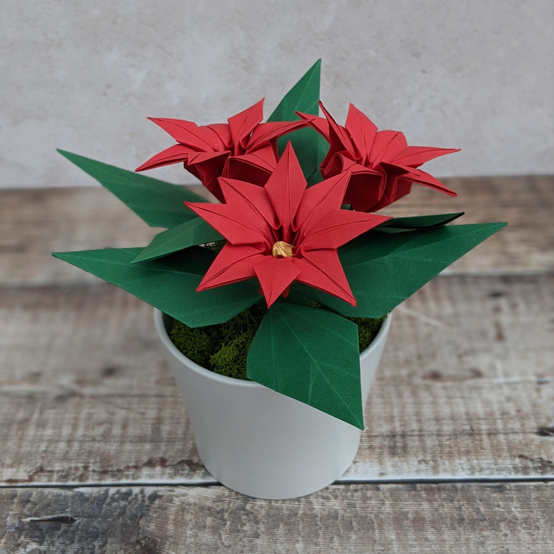 red flowering faux poinsettia paper plant