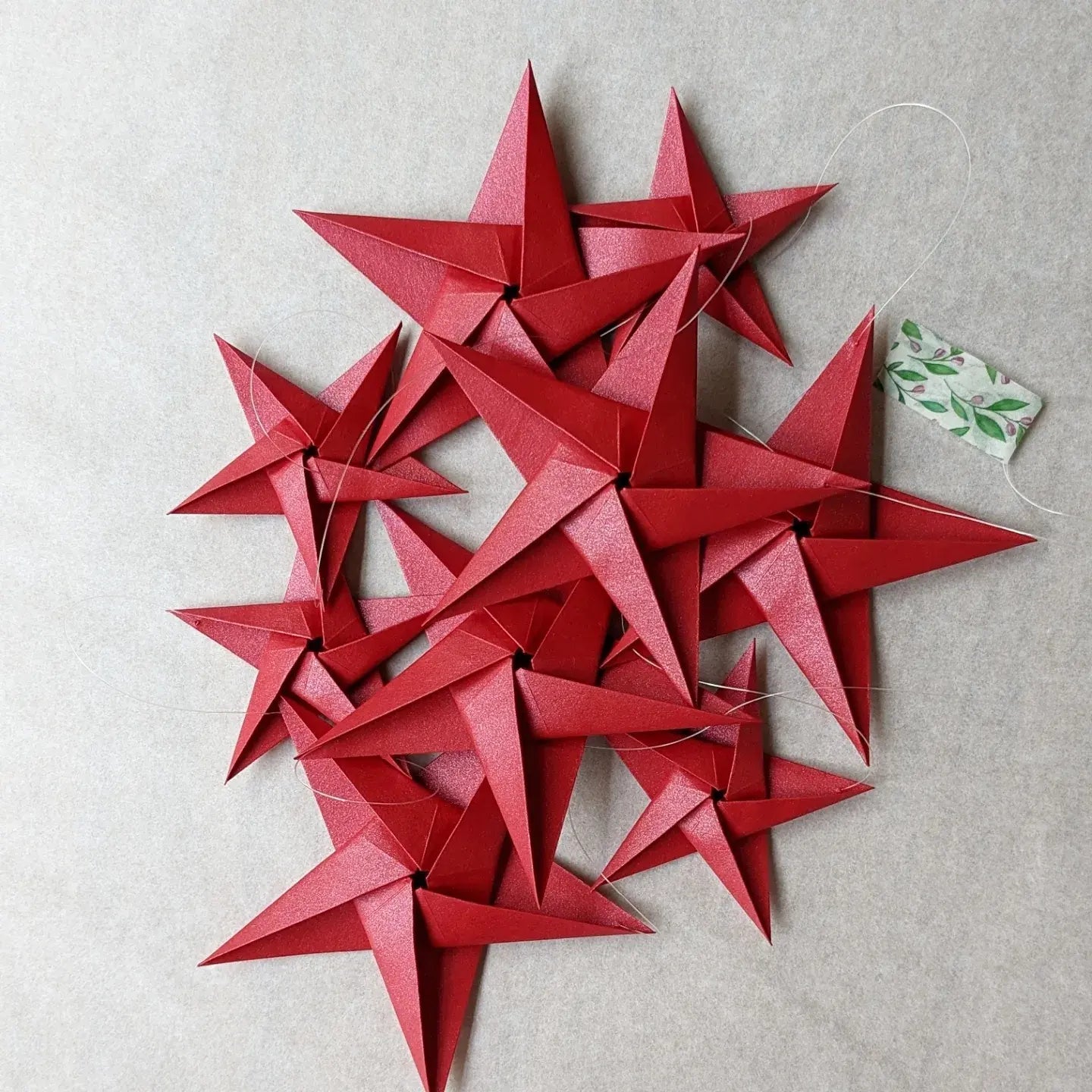 Origami paper star garland, Christmas decoration