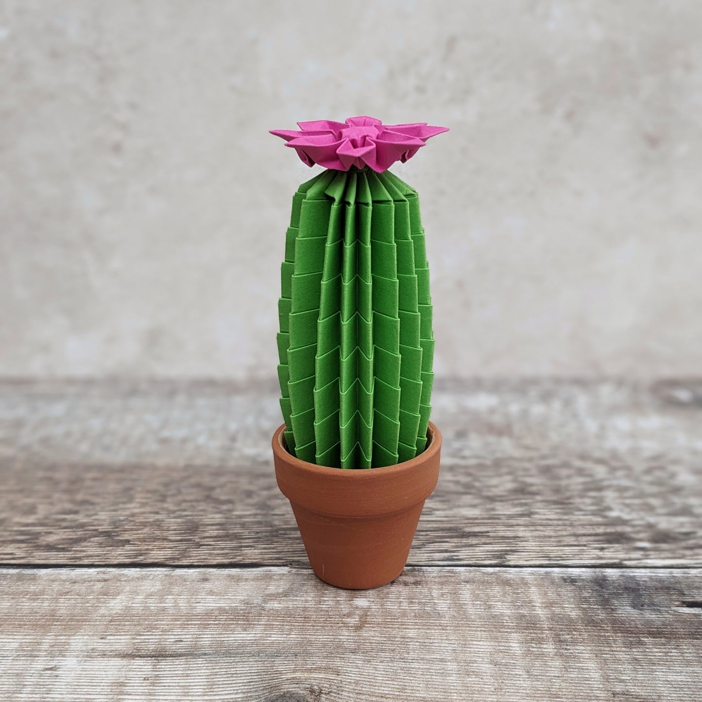 Origami lime green tall faux cactus, potted paper plant